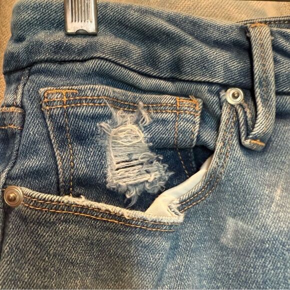 Good American Denim Distressed Skinny Jeans Size 10/30 Medium Wash High Rise - Picture 4 of 9